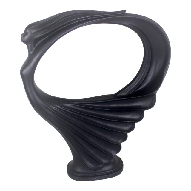 Art Nouveau Black Ceramic Flying Dancing Woman Sculpture 19” Tall For Sale