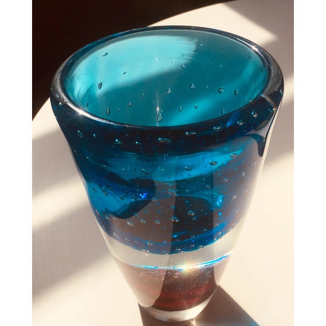 Murano Seguso Sommerso Art Glass Vase Murano Italy 1960s Mid Century Modern For Sale - Image 4 of 8