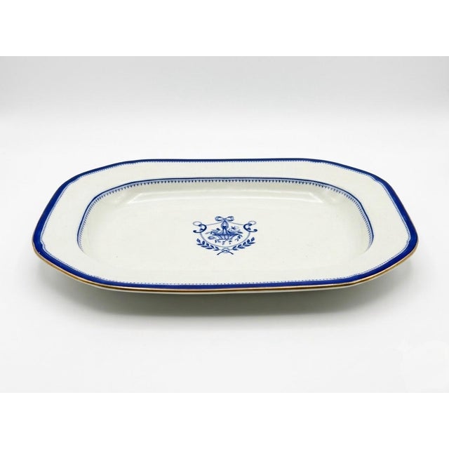 Vintage Neoclassical Cobalt Blue & White Porcelain Serving Set - Platter & 8 Dessert Plates - 9 Pieces For Sale - Image 4 of 12