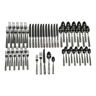 60 Piece Williams-Sonoma Alton Pewter Flatware Set For Sale
