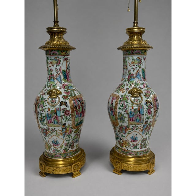 Mid 19th Century Chinese Famille Rose Medallion Porcelain and Gilt-Bronze Lamps - a Pair For Sale - Image 9 of 11