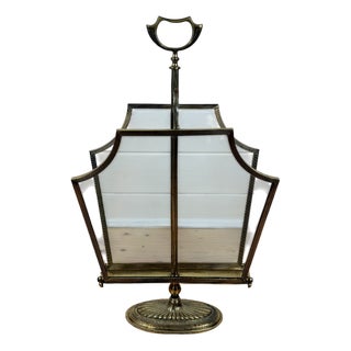 Vintage Hollywood Regency Magazine Rack in Brass and Glass, 1950s For Sale