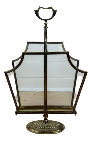 Vintage Hollywood Regency Magazine Rack in Brass and Glass, 1950s