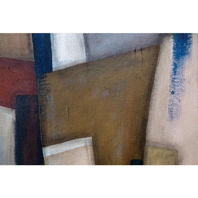 Tall Vertical Original Abstract Painting on Canvas in Gold Frame For Sale - Image 9 of 13