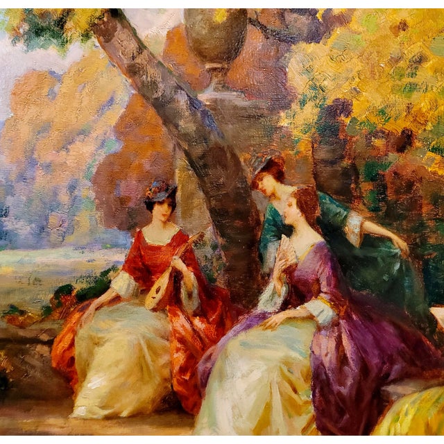 1920s Joseph Tomanek-19th Century Elegant Women Having an Outdoor Party-Oil Painting For Sale - Image 5 of 12