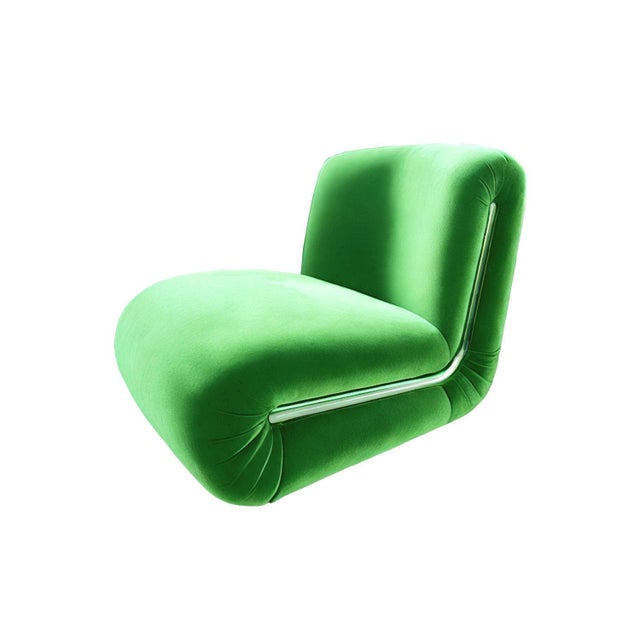 Frenesí Lounge Chair in Green Velvet from Moanne For Sale - Image 4 of 4
