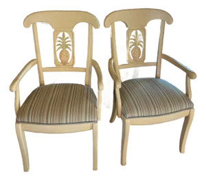 1990s Pair of Ethan Allen Pineapple Arm Chairs French Country