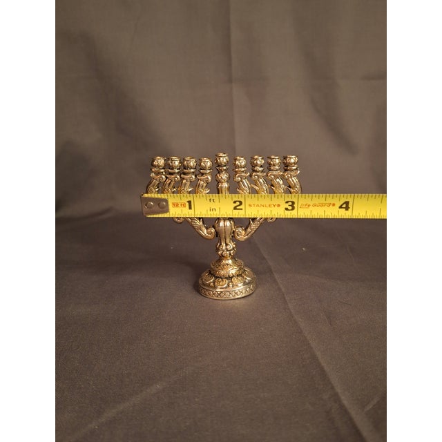 Religious Vintage Miniature 925 Sterling Silver Hanukkah Menorah Hanukkiah 32g Judaica For Sale - Image 3 of 12