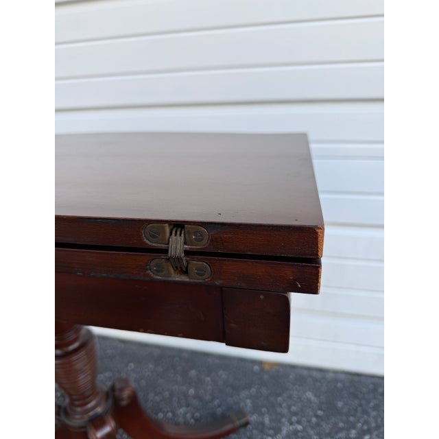 Antique Duncan Phyfe Style Flip Top Swivel Card / Game Table For Sale In Philadelphia - Image 6 of 18