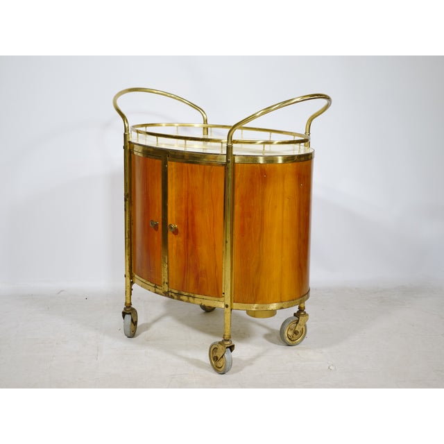Wood Mid-Century Bar Cart in Walnut and Brass, Italy, 1950s For Sale - Image 7 of 13