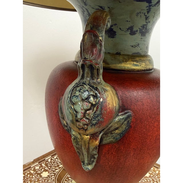 Neoclassical Gilt Patina Red Urn Table Lamp, Late 20th Century For Sale - Image 10 of 12