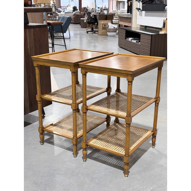 Late 20th Century French Provincial Pierre Deux Cane Shelf Tables For Sale - Image 4 of 10