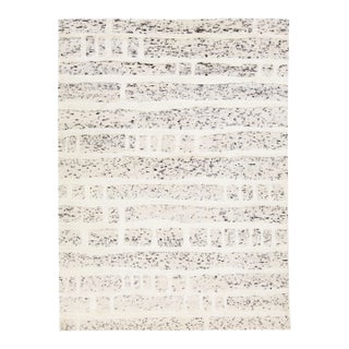 Contemporary Geometric Moroccan Style Handmade Beige Wool Rug by Apadana For Sale