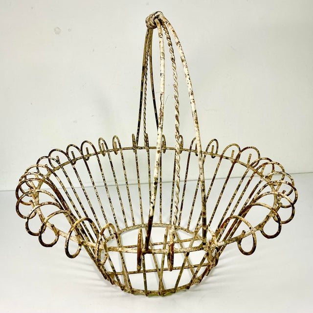 1950s Vintage French Art Nouveau Boho Chic Medium Jardiniere Basket Planter. For Sale - Image 11 of 17