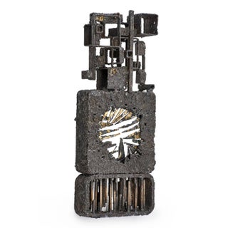 James Bearden, Brutalist Abstract Sculpture, Gilded Steel and Bronze James Bearden American Mod For Sale
