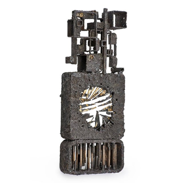 James Bearden, Brutalist Abstract Sculpture, Gilded Steel and Bronze James Bearden American Mod For Sale