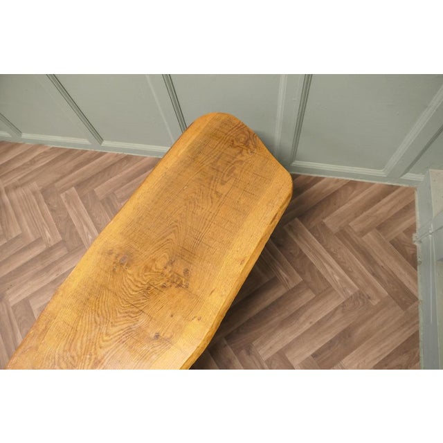 1960s Vintage Hand-Carved Live Edge Plank Elm Coffee Table, 1960s For Sale - Image 5 of 8