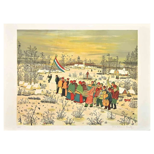 Ivan Lackovic, Landscape, Lithograph, 1980s For Sale