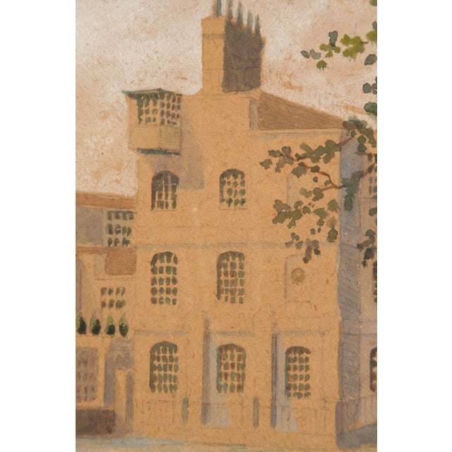 Vintage Watercolor of English Manor | Chairish