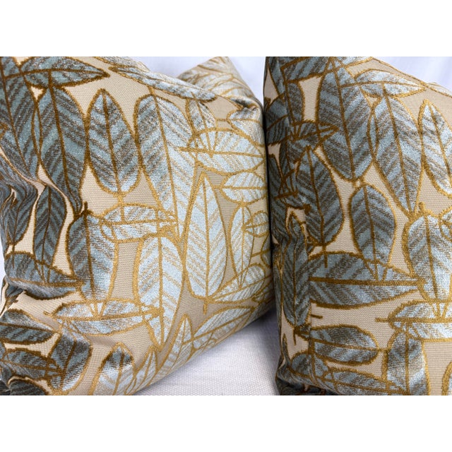 Transitional Pollack & Associates "Leaf Plush" in Treetop 22" Pillows-a Pair For Sale - Image 3 of 3