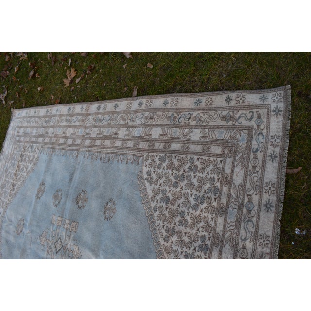 Taupe Turkish Soft Color Oushak Rug 6'11'' X 8'8'' For Sale - Image 8 of 13