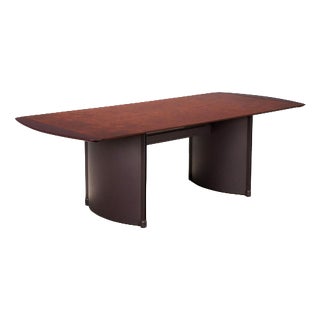 Vintage Italian Office Table in Burl Veneer, 1980s For Sale