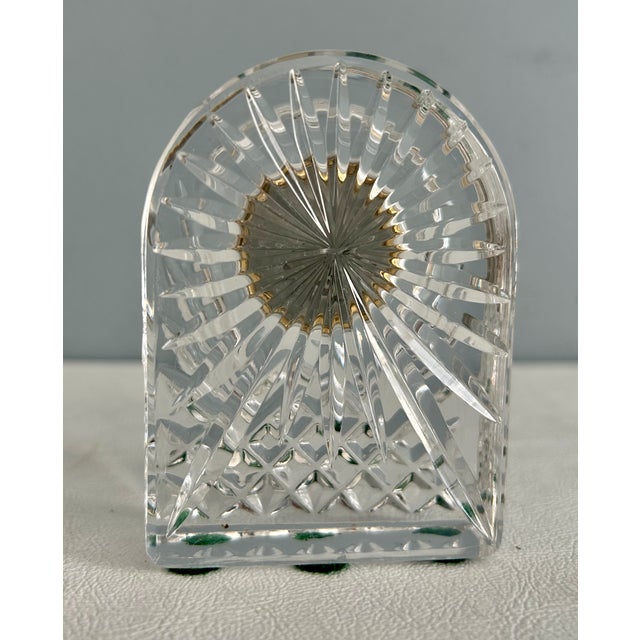 Vintage Waterford Crystal Lismore Dome Shaped Paperweight Desk Clock For Sale - Image 9 of 14