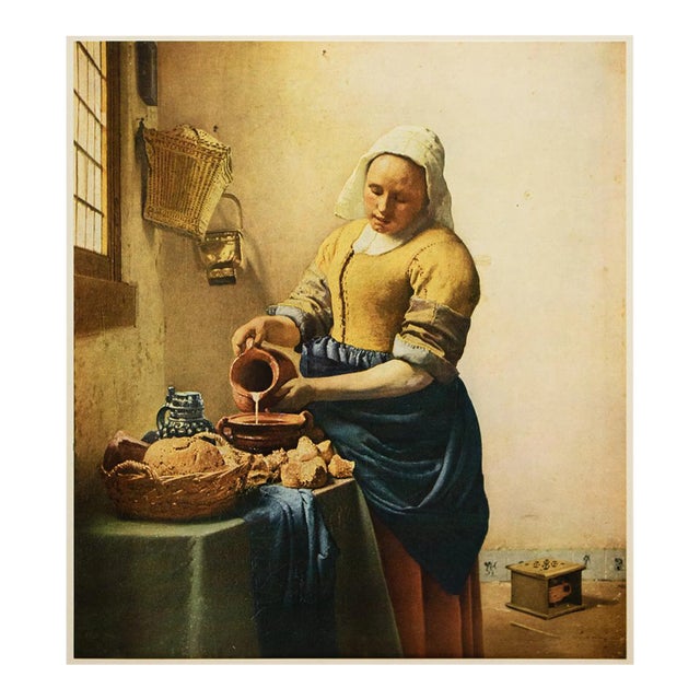 1954 After Jan Vermeer "The Milkmaid", Vintage Full-Color Print For Sale