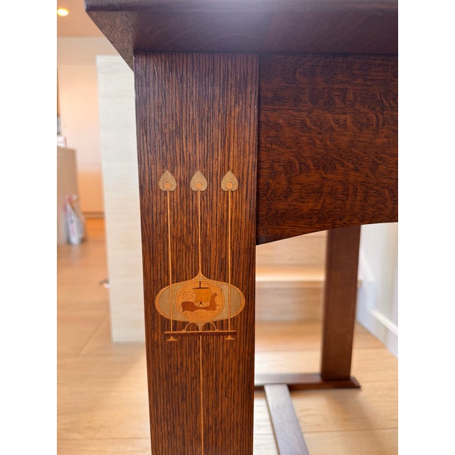 Wood Stickley Harvey Ellis Mission Oak Arts and Crafts Style Desk For Sale - Image 7 of 10