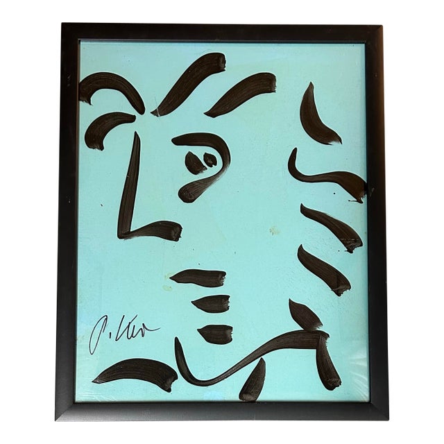 1970’s Original Peter Keil Abstract Expressionist Portrait Painting For Sale