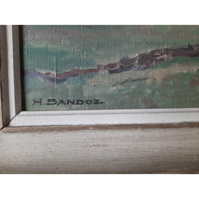 Modern 1940s Hermann Sandoz Sviss Artist Original Oil Painting For Sale - Image 3 of 4