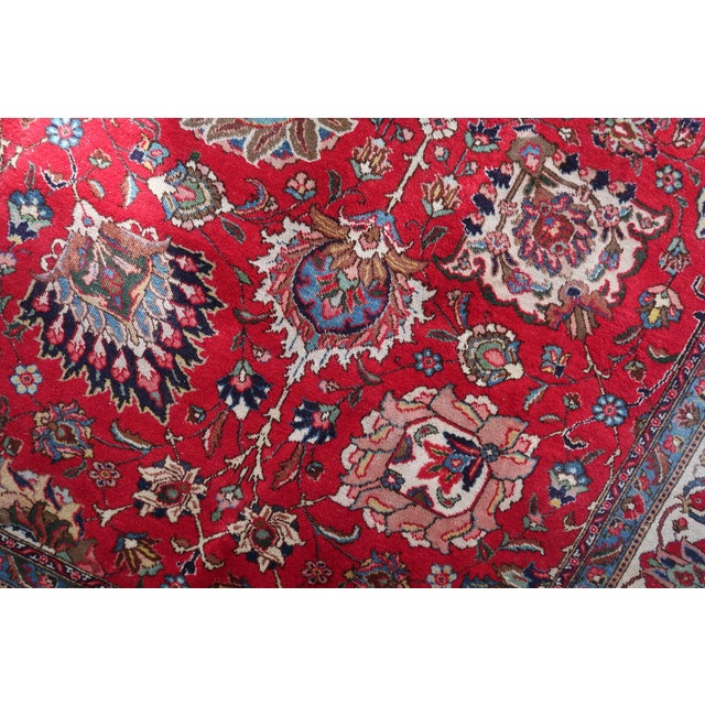 1920s, Antique Tabriz Wool Rug, Allover Shah Abbasi Floral, Crimson Field, 9 X 13 For Sale In New York - Image 6 of 16