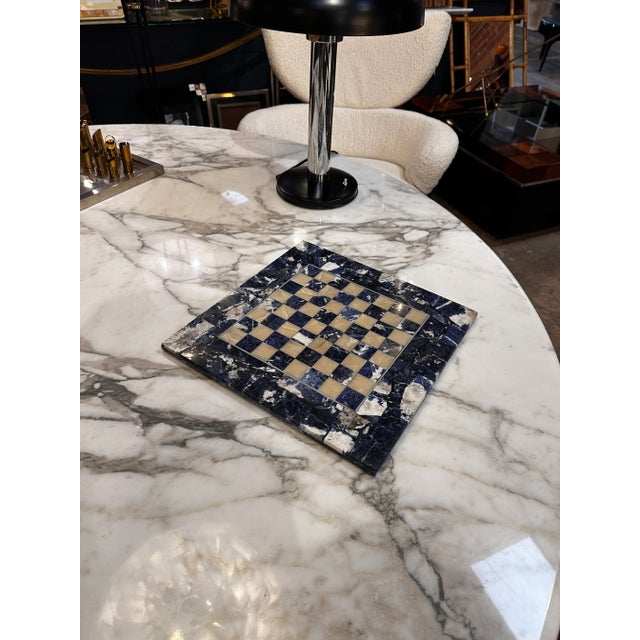 Embark on a journey of opulence with our Vintage Italian Lapis Lazuli Chess Board, a striking piece from the 1980s. This...