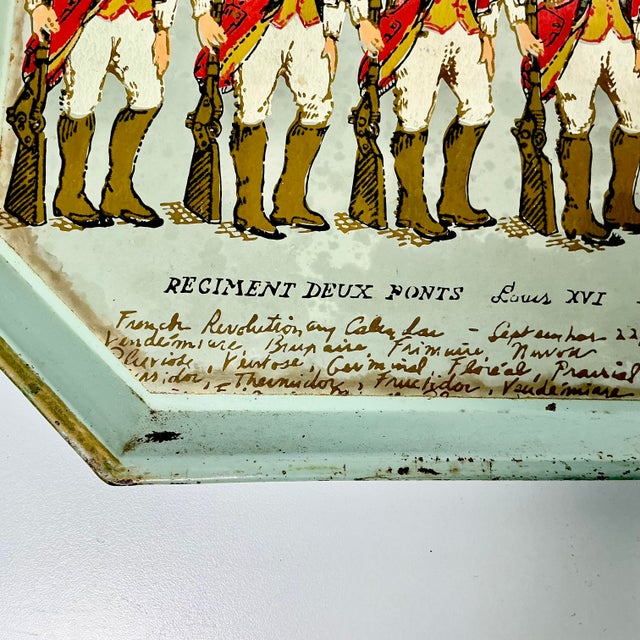 1940s Vintage French Empire Boho Chic Foot Riflemen Regiment Metal Tray. For Sale - Image 11 of 15