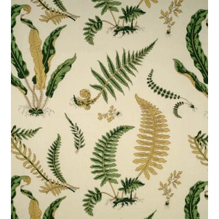 Sample - The House of Scalamandré Elsie De Wolfe - Outdoor Fabric, Greens on Off-White For Sale
