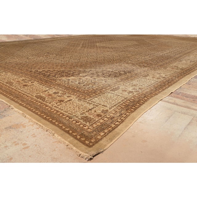 Camel Antique Haji Khalili Persian Tabriz Rug, 14'09 X 22'01 For Sale - Image 8 of 10