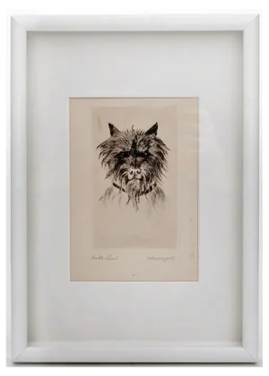 Kath Paul, Copperplate with a Schnauzer Dog, Schnauzerl, 1800s, Paper, Framed