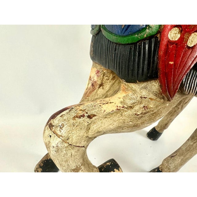 Carved Hand-Painted Wooden Horse, 19th Century For Sale - Image 11 of 18