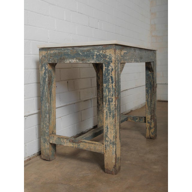 Late 20th Century Marble-Topped Painted Console Side Table For Sale - Image 5 of 5