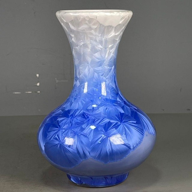 Late 20th Century Chinese Blue Crystalline Glaze Porcelain Vase With Yongzheng Mark For Sale - Image 5 of 9