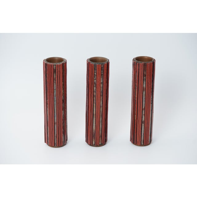 Mid-Century Modern Pottery Mosaik Red Vases from Ritter, 1960s, Set of 3 For Sale - Image 9 of 16