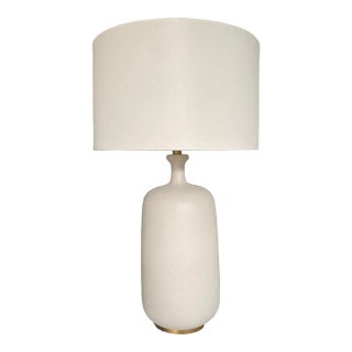 Aerin for Visual Comfort Signature Culloden Table Lamp in Volcanic Ivory Ceramic Glaze With Polished Brass For Sale
