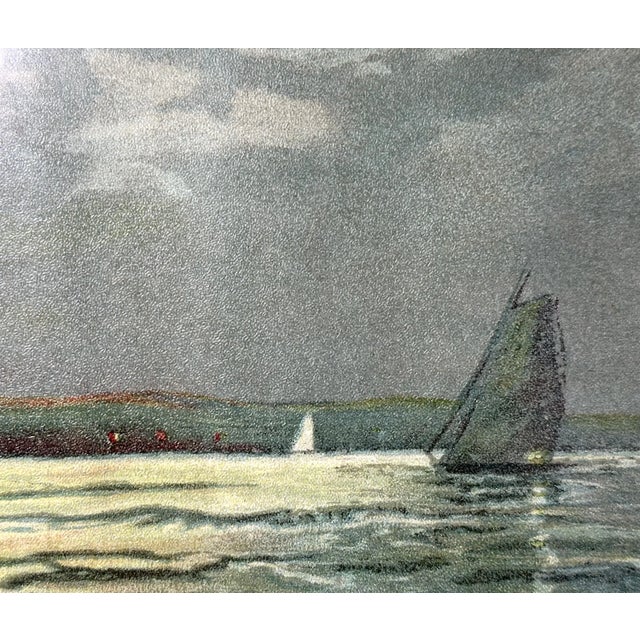 Antique Framed Tonalist Seascape Lithograph: Maritime Art Print For Sale - Image 4 of 10