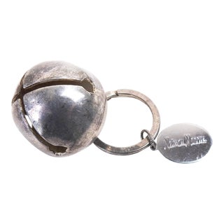 Vintage Neiman Marcus Silverplate Sleigh Bell Key Chain For Sale