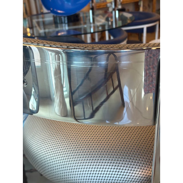 Chrome Design for Leisure LTD Set of 3 Bar Stools Fluted Chrome Steel Swivel For Sale - Image 8 of 12