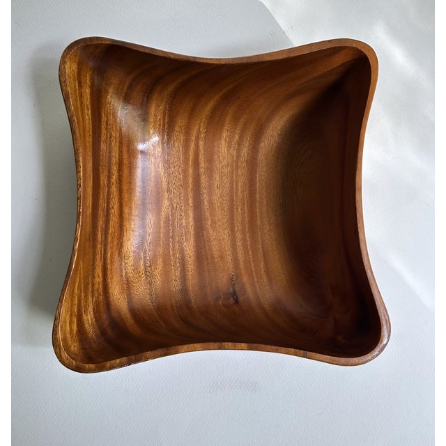 Modern Vintage Handcrafted Pacific Merchants Acacia Wood Serving Bowl For Sale - Image 3 of 18