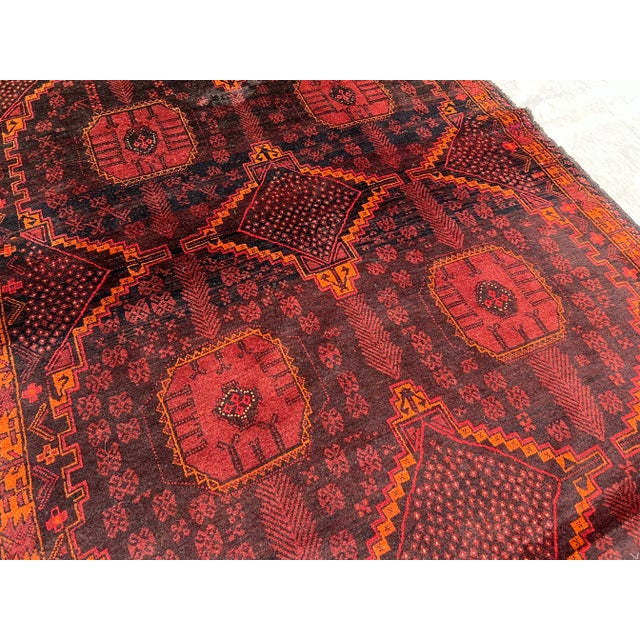 Vintage Afghan Baluchi Hand-Knotted Wool Runner | Tribal Geometric Hallway Rug For Sale - Image 11 of 11