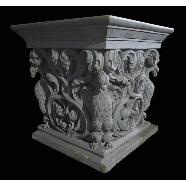 Antique Table or Pedestal Base - Cast Stone - Neo-Romanesque Style For Sale - Image 4 of 6
