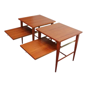 Pair of Paul McCobb Calvin Group Mahogany and Brass Nightstands for Directional