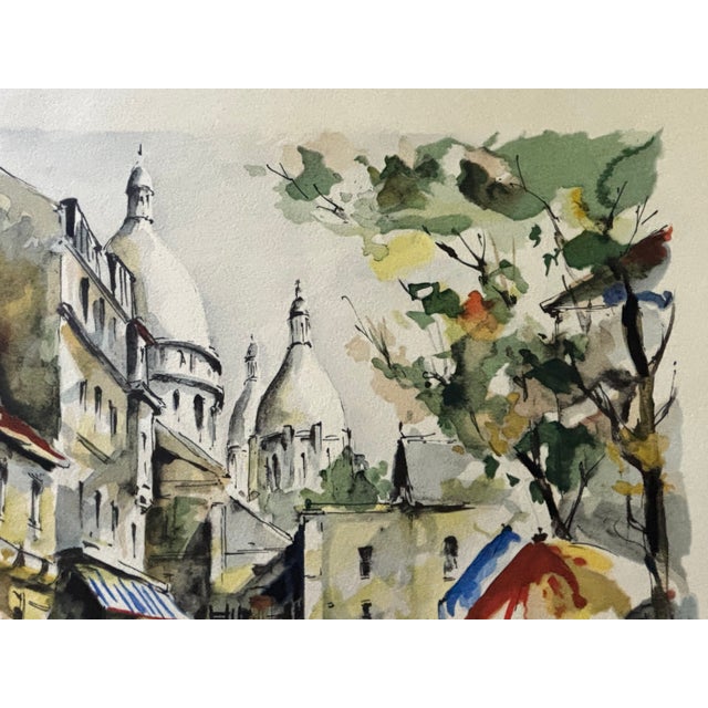 Mid-20th Century Parisian View of Paris Watercolor Print by Artist G. Lelong For Sale - Image 11 of 15